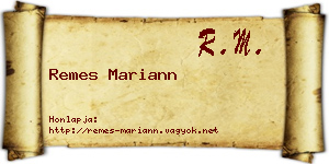 Remes Mariann névjegykártya